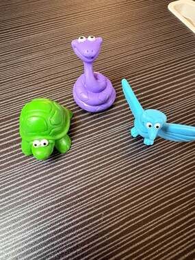 Lot of 3 Disney Pixar Tumbleeez Toy Story 2 Critter Figures - Snake, Turtle, Bir